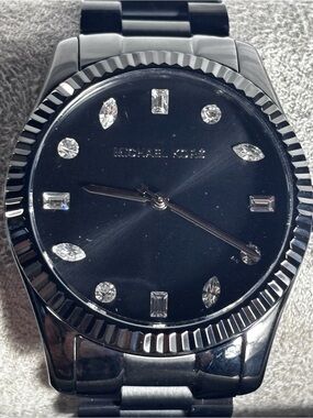 Michael Kors Black Crystal-Accent Women's Stainless Steel Watch